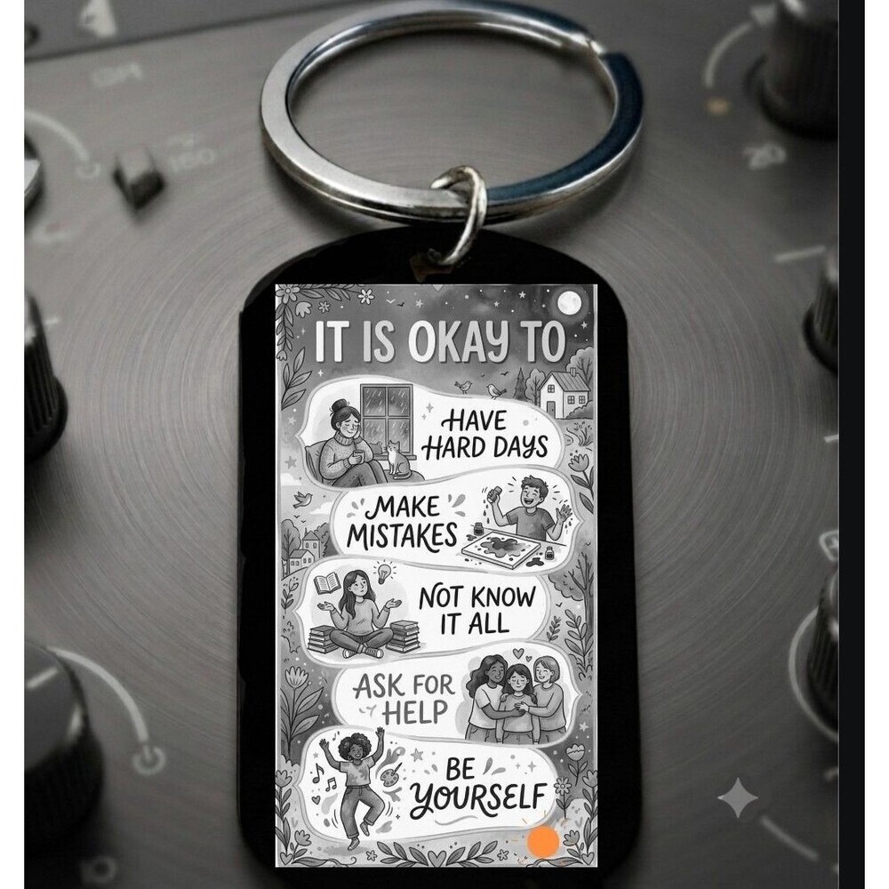 peace Love Its Oaky Stress Body Mind Happy Health Stainless Keychain Family Love